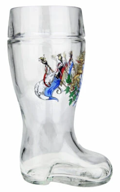 Bavarian Lion Crest Glass Beer Boot 1 Liter -Luxury Cupware Shop Bavarian Lion Crest Glass Beer Boot 1 Liter Bayern GS2810BC Side SM 36839.1695577640