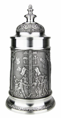 Bavarian Village Maypole Pewter Beer Stein