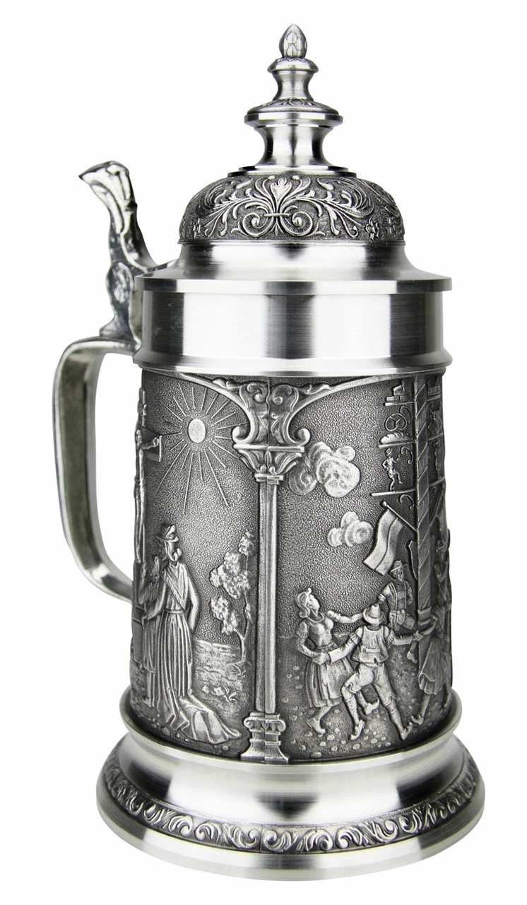 Bavarian Village Maypole Pewter Beer Stein 4 Bavarian Village Maypole Pewter Beer Stein - Image 2