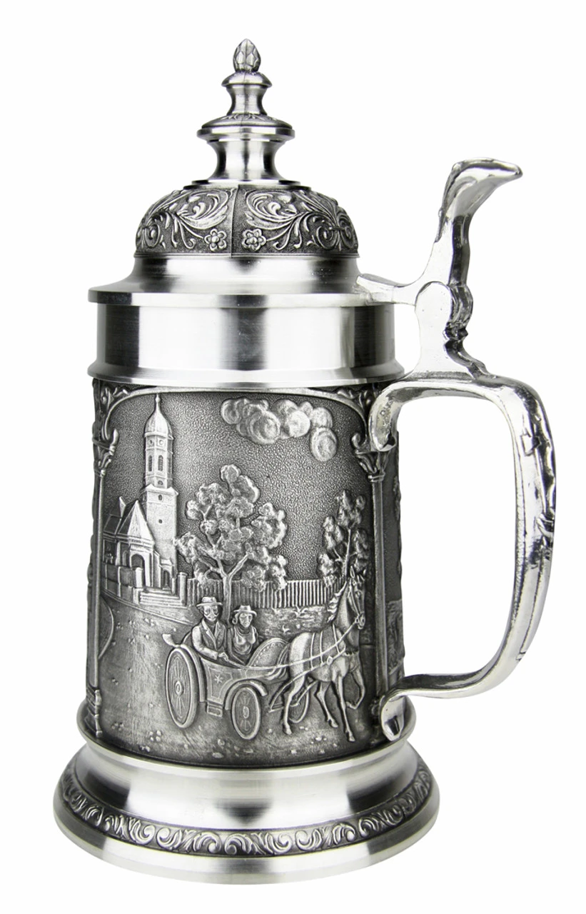 Bavarian Village Maypole Pewter Beer Stein 6 Bavarian Village Maypole Pewter Beer Stein - Image 4