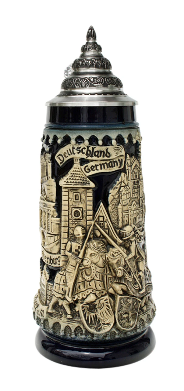 Deutschland Germany Jousting Knights Beer Stein Cobalt 2 Deutschland Germany Jousting Knights Beer Stein Cobalt