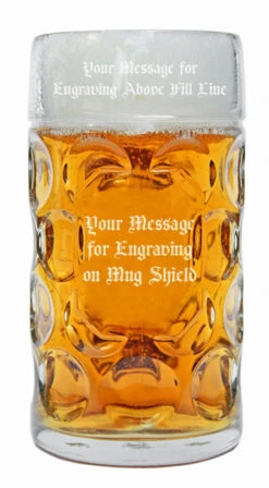 Dimpled Oktoberfest Glass Beer Mug 1 Liter -Luxury Cupware Shop Engraved Dimpled Glass Oktoberfest Mug 1 Liter above and below fill line 60300.1697783783