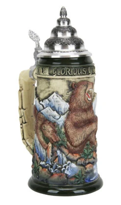 Glorious Grizzly Bear Beer Stein Rustic -Luxury Cupware Shop Glorious Grizzly Beer Stein Rustic K956RU Angle SM 18578.1460150708