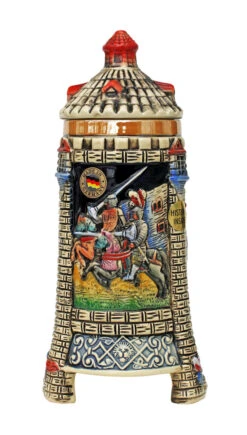 Medieval Tower Beer Stein With Stoneware Lid