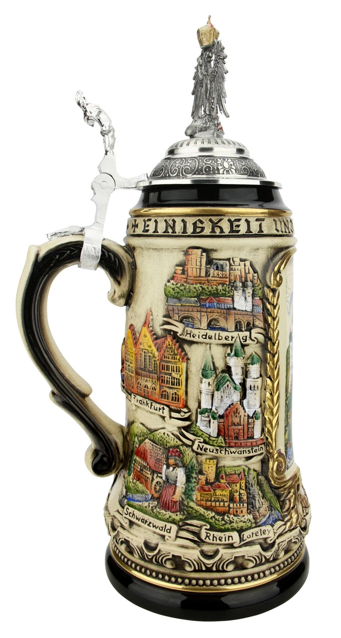 Neuschwanstein Castle German Beer Stein With Eagle Lid 8 Neuschwanstein Castle German Beer Stein With Eagle Lid - Image 6