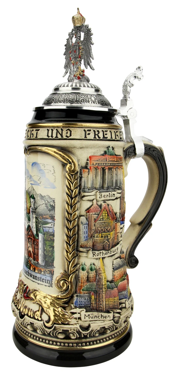 Neuschwanstein Castle German Beer Stein With Eagle Lid 5 Neuschwanstein Castle German Beer Stein With Eagle Lid - Image 3