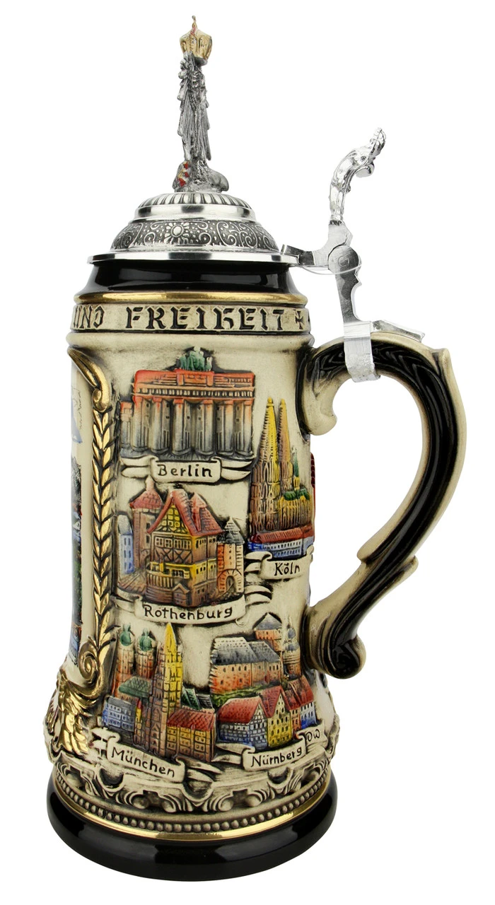 Neuschwanstein Castle German Beer Stein With Eagle Lid 6 Neuschwanstein Castle German Beer Stein With Eagle Lid - Image 4