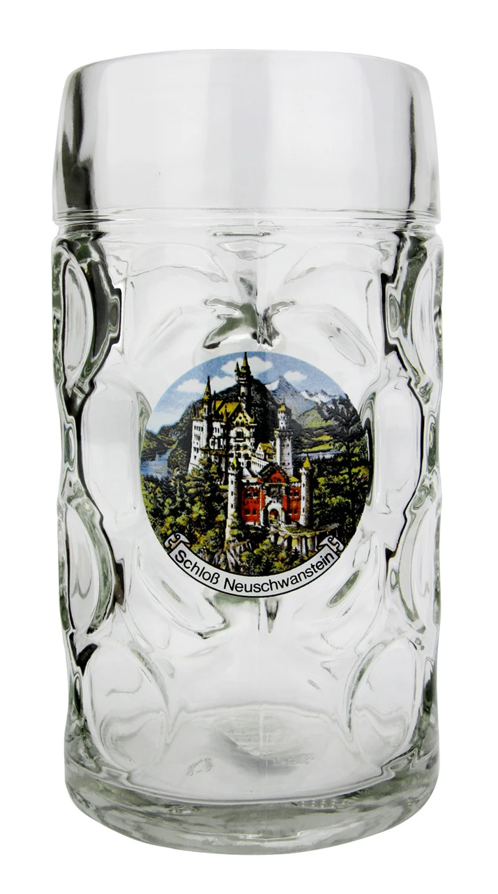 Neuschwanstein Dimpled Oktoberfest Glass Beer Mug 1 Liter