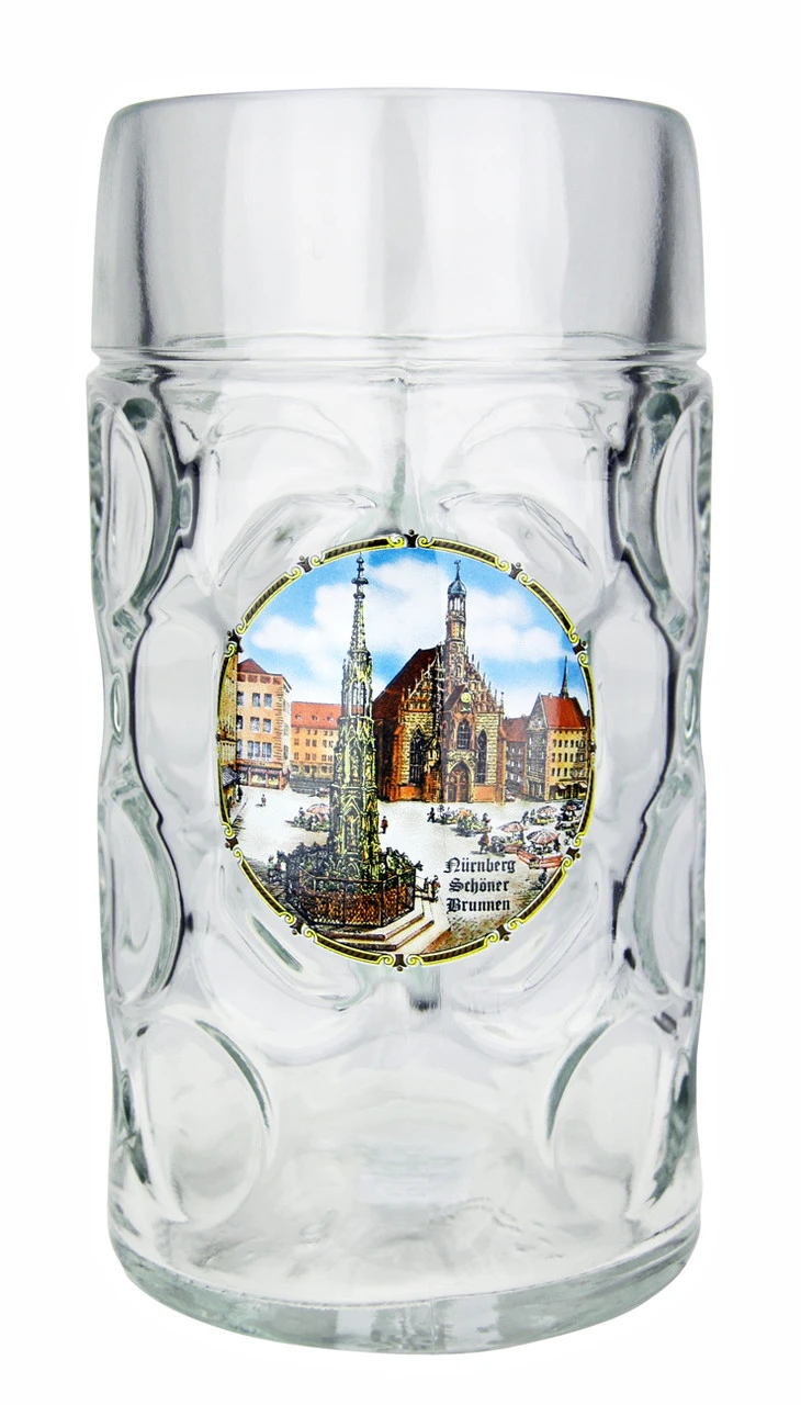 Nurnberg Dimpled Oktoberfest Glass Beer Mug 1 Liter