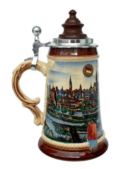 Old Munich Beer Stein With Wood Lid -Luxury Cupware Shop Old Munich Wooden Lid Beer Stein K465M LS SM 12629.1401733883