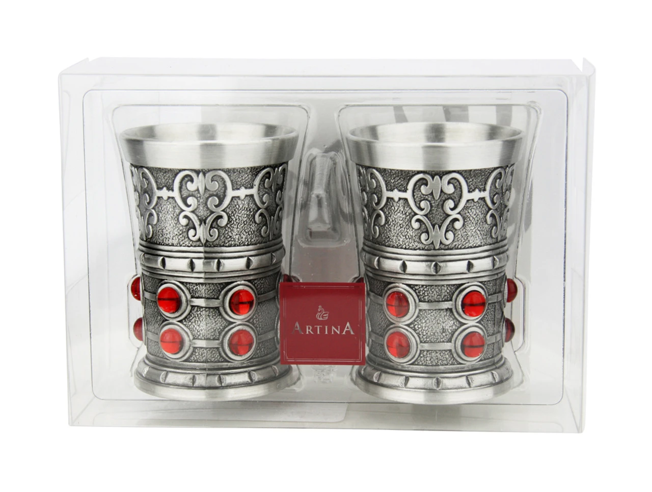Pewter Rubin Swarovski Shot Cup 1.5oz | Set Of 2 4 Pewter Rubin Swarovski Shot Cup 1.5oz | Set Of 2 - Image 2
