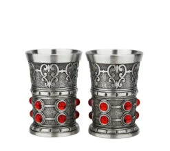 Pewter Rubin Swarovski Shot Cup 1.5oz | Set Of 2