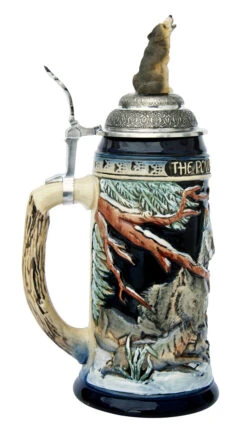 Power Of The Pack Wolf Beer Stein Cobalt With Wolf Lid 8 Power Of The Pack Wolf Beer Stein Cobalt With Wolf Lid -Luxury Cupware Shop Power of the Pack Beer Stein Cobalt with Wolf Lid K955KOW LS LG 49336.1446391506