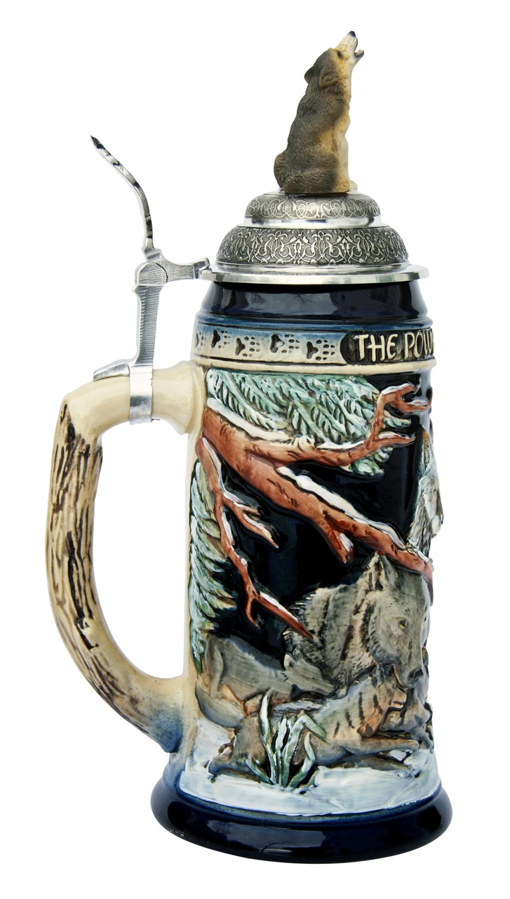 Power Of The Pack Wolf Beer Stein Cobalt With Wolf Lid 5 Power Of The Pack Wolf Beer Stein Cobalt With Wolf Lid - Image 3