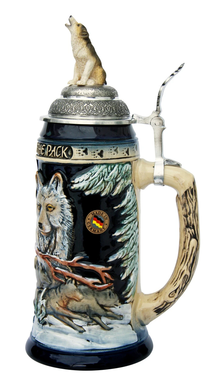 Power Of The Pack Wolf Beer Stein Cobalt With Wolf Lid 4 Power Of The Pack Wolf Beer Stein Cobalt With Wolf Lid - Image 2