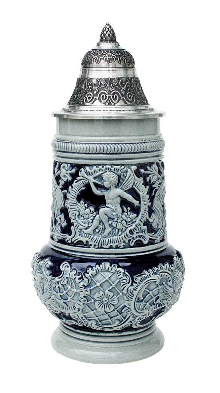 Rococo Cherub Prosit Beer Stein Cobalt 3 Rococo Cherub Prosit Beer Stein Cobalt