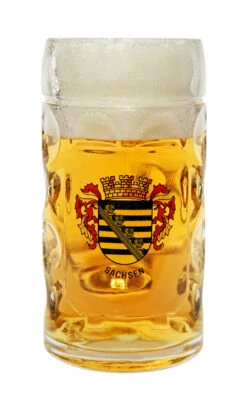 Sachsen Dimpled Oktoberfest Glass Beer Mug 0.5 Liter