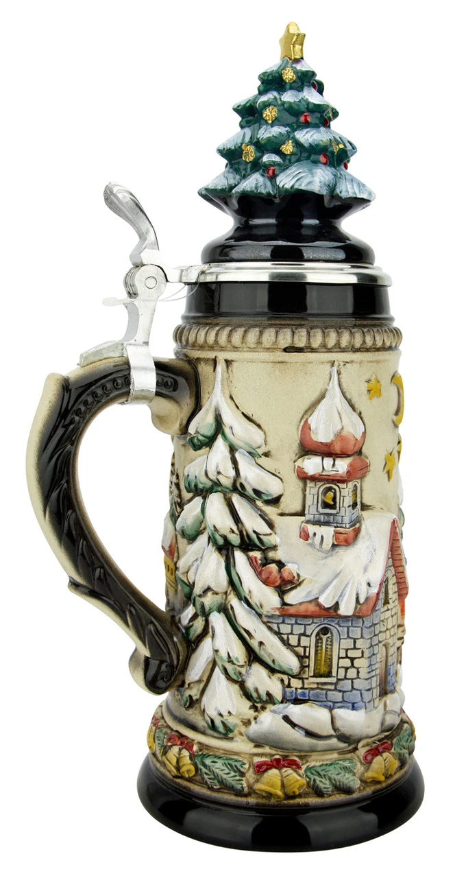 Santas Alpine Sleigh Ride German Beer Stein Rustic | Christmas Tree Lid - Image 5