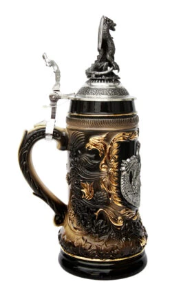 St. George Dragon Slayer Beer Stein With Dragon Lid -Luxury Cupware Shop St. George Dragon Slayer Beer Stein with Dragon Lid ZB14239003 LS SM 31322.1447777317