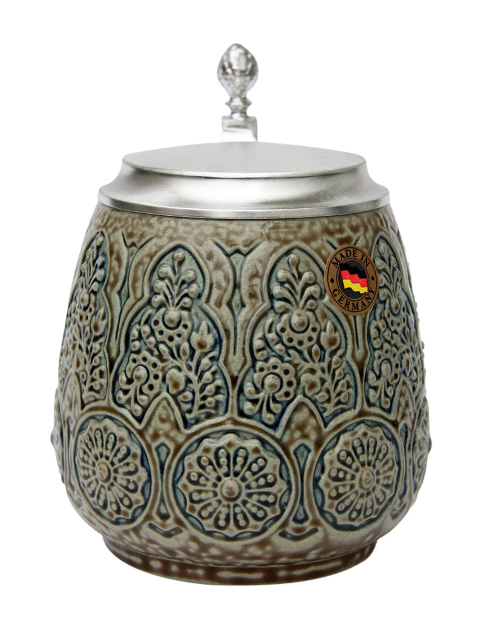 Stylized Plants Traditional Salt Glaze Beer Stein - Image 2