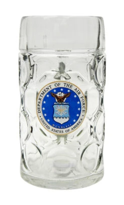 US Air Force Dimpled Oktoberfest Glass Beer Mug 1 Liter -Luxury Cupware Shop US Air Force Dimpled Oktoberfest Glass Beer Mug 1 Liter BK047AF FNT SM 39683.1515711628